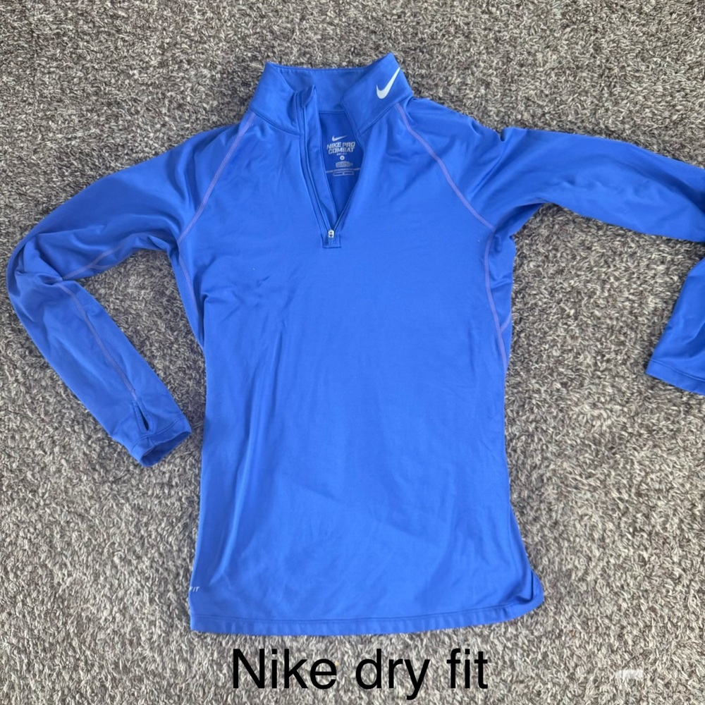 Nike Blue Long Sleeve Dri-FIT Quarter-Zip Pullover